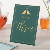Signe De Table Élégant numéro trois de table vert émeraude et or (In SItu)
