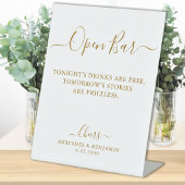 Signe De Table Élégant Open Bar Gold Script Mariage personnalisé