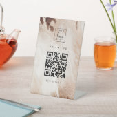 Signe De Table Élégant or Parties scintillant Agate Marbre QR Cod (In SItu)