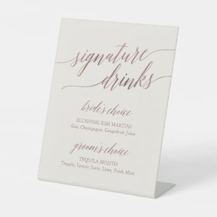 Signe De Table Élégant or Rose   Boissons de signature ivoire