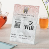 Signe De Table Élégant Parties scintillant rose Wifi Code QR Logo (In SItu)