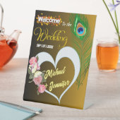 Signe De Table Elégant Peacock Feather & Rose Mariage personnalis (In SItu)