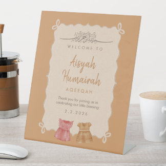 Signe De Table Elegant Pink Baby Clothes Aqeeqah Welcome Sign