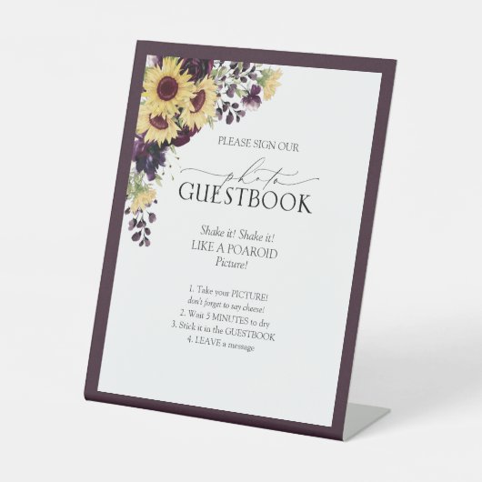 Signe De Table Elégant Plum violet tournesol Mariage livre d'or (Recto)