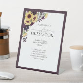 Signe De Table Elégant Plum violet tournesol Mariage livre d'or (In SItu)