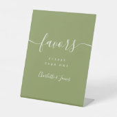 Signe De Table Élégant Présentoir de Mariage Moderne Vert Mousse (Recto)