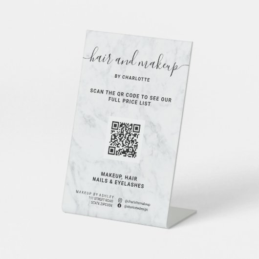 Signe De Table Élégant prix de maquillage en marbre blanc numériq (Recto)