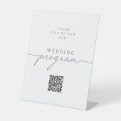 Signe De Table Élégant Programme de Mariage avec Code QR Gris Cal (Recto)