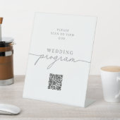 Signe De Table Élégant Programme de Mariage avec Code QR Gris Cal (In SItu)