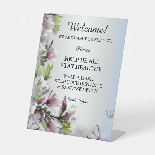 Signe De Table Élégant Purple Floral Butterfly Mariage Sécurité (Recto)