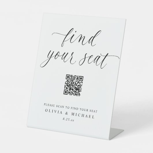 Signe De Table Elegant QR Code Digital Seating Chart Wedding (Recto)