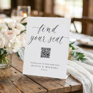 Signe De Table Elegant QR Code Digital Seating Chart Wedding