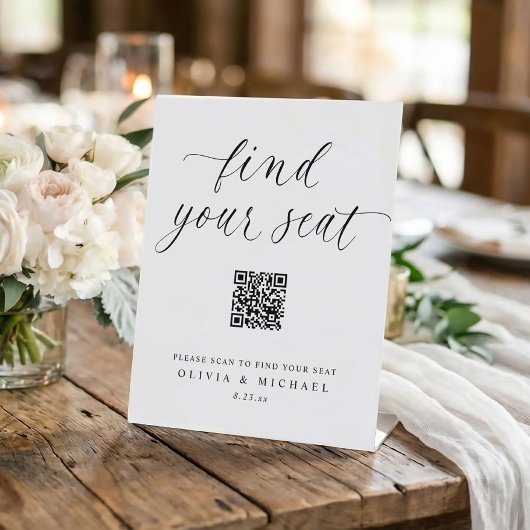 Signe De Table Elegant QR Code Digital Seating Chart Wedding