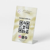 Signe De Table Elegant Qr code Logo Gold Texture (Recto)