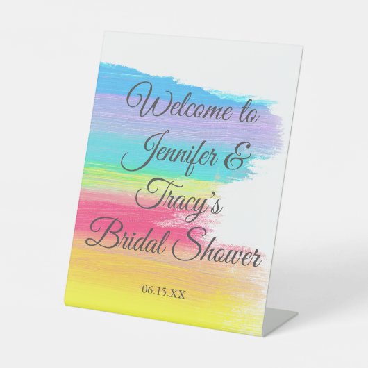 Signe De Table Elegant Rainbow Personalized Lesbian Bridal Shower (Recto)