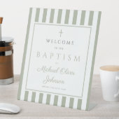 Signe De Table Elegant Religious Sage Green Baptism (In SItu)
