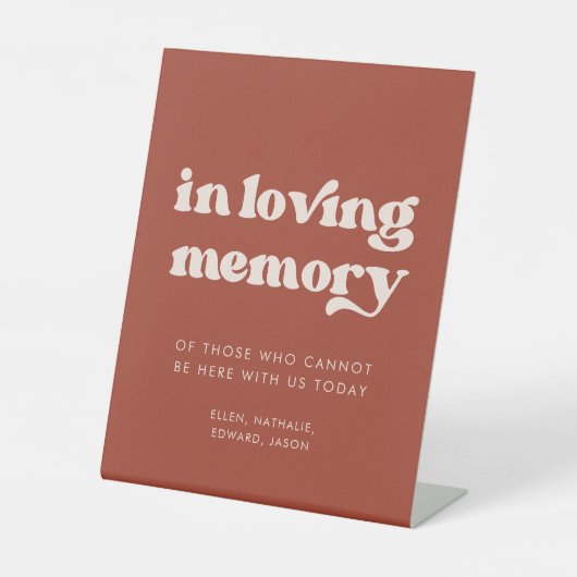 Signe De Table Élégant rétro Terracotta En mémoire d'amour (Recto)