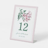 Signe De Table Elégant rose Aquarelle Magnolia Floral Mariage (Recto)