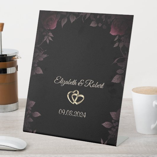 Signe De Table Élégant Rose de Bourgogne foncée Noir (In SItu)