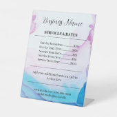 Signe De Table Elégant rose et bleu Aquarelle Prix professionnel (Recto)