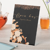 Signe De Table Elégant Rose Gold Black Mariage Open Bar (In SItu)