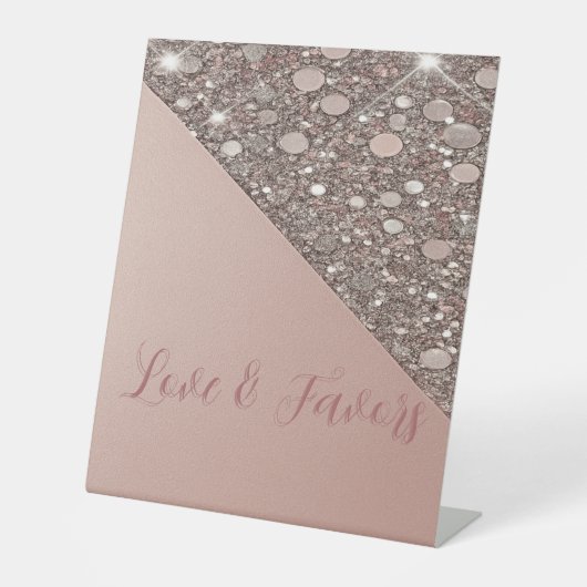 Signe De Table Elégant Rose Gold Fête des mariées Aimer & Faveurs (Recto)