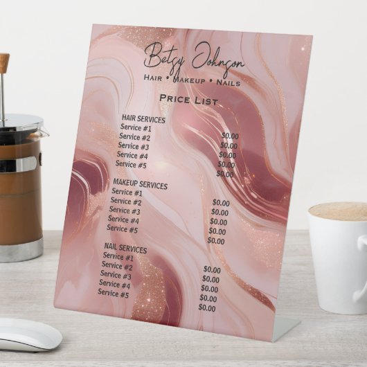 Signe De Table Elégant Rose Gold Parties scintillant Beauté Salon (In SItu)