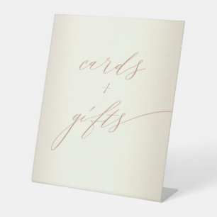 Signe De Table Élégant Rose Gold Script Champagne Cartes Mariage