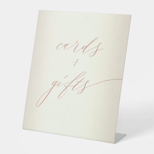 Signe De Table Élégant Rose Gold Script Champagne Cartes Mariage (Recto)