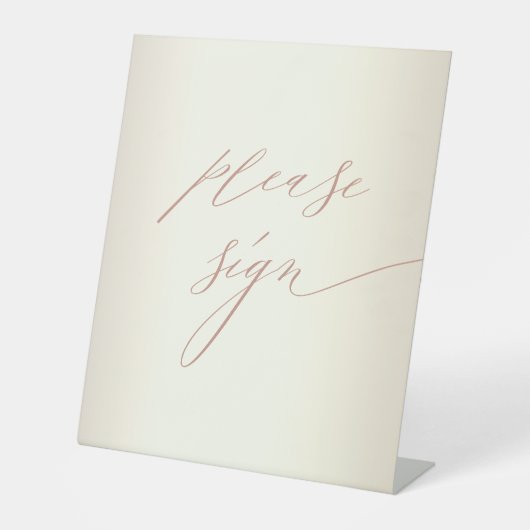 Signe De Table Élégant Rose Gold Script Champagne Mariage invité (Recto)
