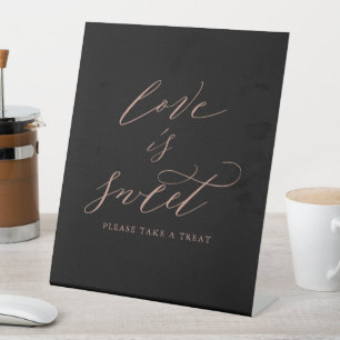 Signe De Table Elégant Rose noir Gold Love est Mariage doux