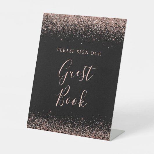 Signe De Table Elégant Rose noir Parties scintillant or Mariage l (Recto)