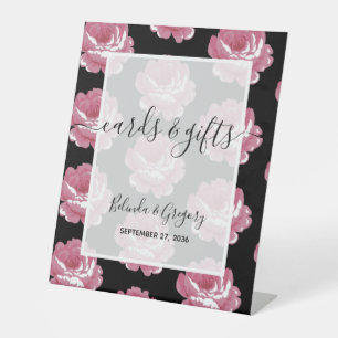 Signe De Table Élégant rose Vintage Roses Cartes de Mariage & Cad