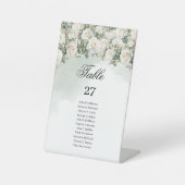 Signe De Table Elégant Roses Blanches Verdure et mariage Or (Recto)