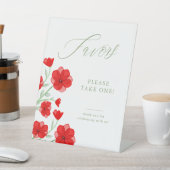 Signe De Table Elégant rouge Aquarelle Poppy Fleurs Faveurs (In SItu)
