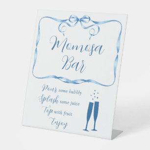 Signe De Table Élégant ruban bleu Momosa Bar