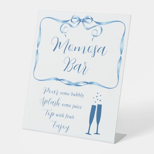 Signe De Table Élégant ruban bleu Momosa Bar (Recto)
