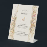 Signe De Table Elégant Rustic Fall Beige Mariage Signature Boisso<br><div class="desc">Cette élégante Rustic Fall Beige Mariage Signature Boissons Pedestal Sign design dispose d'une palette de base neutre intemporelle de beige et d'or avec des ornements délicatement muets de branches dorées et de belles florales d'automne avec des feuilles en rouge, cuivre, rose poussiéreux, orange brûlé, terre cuite, et la couleur d'automne...</div>