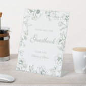 Signe De Table Elegant Sage Green Floral Wedding Guestbook (In SItu)