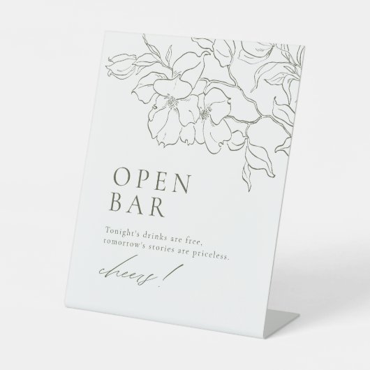 Signe De Table Élégant Sage Green Mariage Open Bar (Recto)