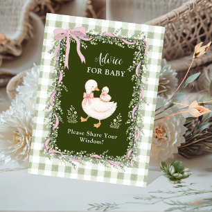 Signe De Table Élégant Sage Vert Silly Goose Conseils pour Bébé 