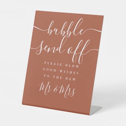 Signe De Table Élégant Script Bubble Envoyer Hors Terracotta (Recto)