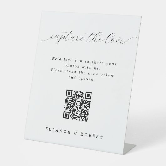 Signe De Table Élégant script Capturer le Mariage de code QR Love (Recto)