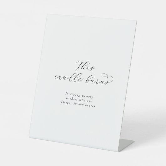 Signe De Table Élégant Script Cette Bougie Brûle Mariage Memorial (Recto)