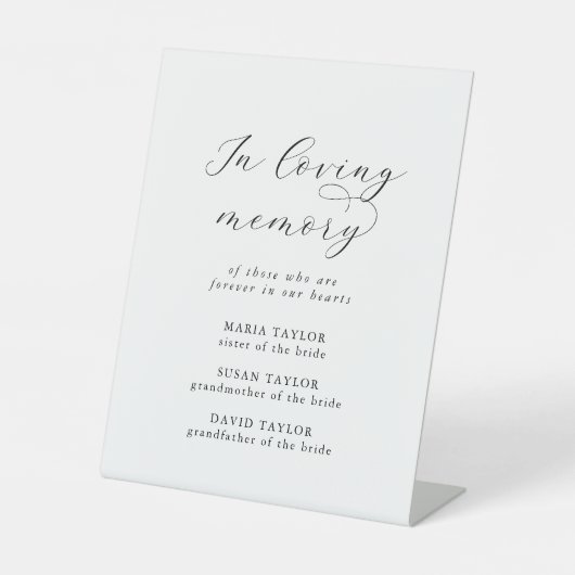 Signe De Table Élégant script dans le mémorial Mariage de mémoire (Recto)