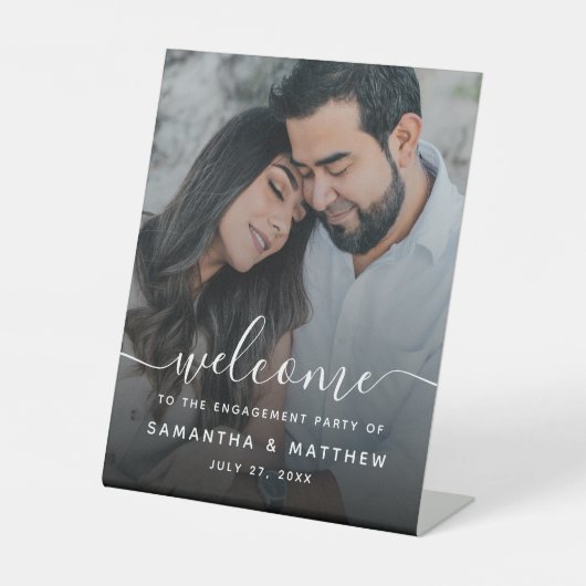 Signe De Table Elegant Script Engagement Party Welcome Sign (Recto)