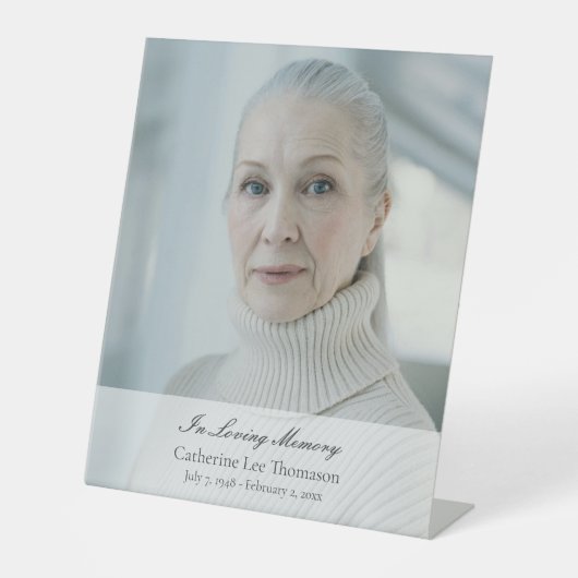 Signe De Table Elegant Script Funeral Tabletop Sign (Recto)