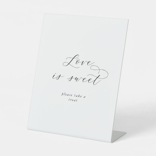 Signe De Table Élégant Script Love Is Sweet Mariage Sign (Recto)