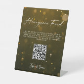 Signe De Table Elégant Script Mariage Honeymoon Fund QR Code (Recto)