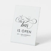 Signe De Table Élégant Script Mariage Le bar est ouvert Boissons (Recto)